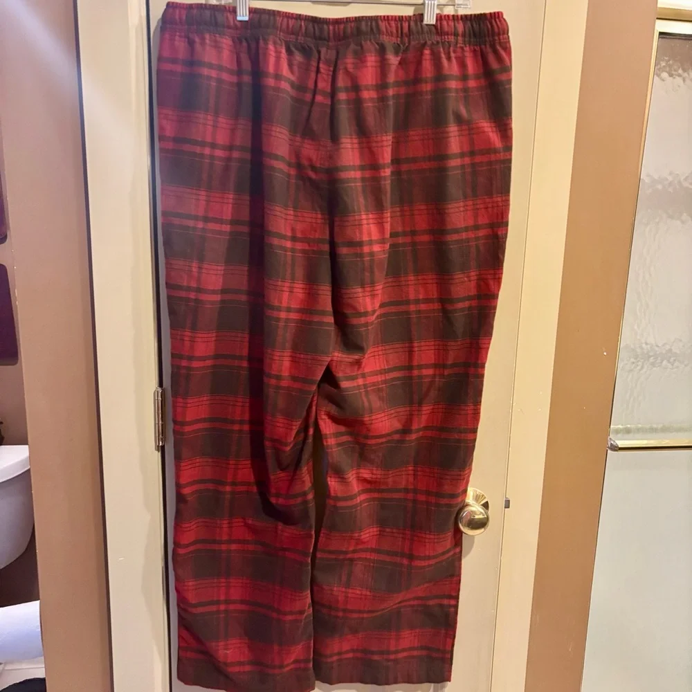 Eddie Bauer Red & Brown Plaid Men's Flannel Pajama Pants Size XL New w/ Tags - Picture 2 of 7